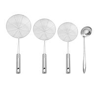 Bortivier Skimmer Spoon, 4 Pack Stainless Steel Spider Strainer Skimmer Spoon, Donut Spoon, Skimmer Spoon for Kitchen Deep Fryer