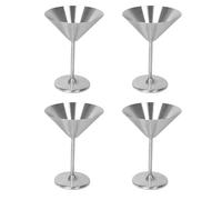 Bortivier Stainless Steel Glasses Set of 4, 8 Oz Metal Cocktail Glasses, Unbreakable, Mirror Polished Finish