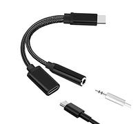 Bortivier Type C to 3.5mm Charge Audio Adapter 2 in 1 USB C Splitter Headphone AUX Audio Cable for Smartphone Splitter