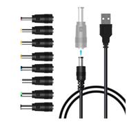 Bortivier Universal USB to DC Power Cable Kit with 8 Adapters Ideal for Routers, Moon Lamps, LED Lights, Speakers, and More