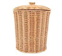 Bortivier Woven Basket Trash Can Round Rattan Waste Basket with Lid Planter Woven Storage Baskets Wicker Wastebasket Garbage Bin