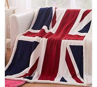 Boruiann British Union Jack Fleece Blanket Soft Sherpa Throw Blanket Lightweight Cozy Warm Blanket for Couch Bed Chair Office Sofa - 51x63Inch