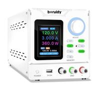 boruidy Bench Power Supply Variable 120V 3A, 360W Encoder Adjustable Switching Regulated High Precision 4-Digits TFT Display 5V/2A USB Port DC Lab Power Supplies with OCP OVP Output Memory Button