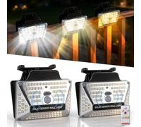 BORUIT 2PC Clamp On Solar Lights Outdoor Garden, No Drilling Damage, 111LED Remote Solar Security Lights Outdoor Motion Sensor, with USB Charging, 3 Modes for Front Door, Garden, Perimeter Walls