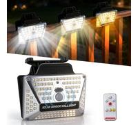 BORUIT Clamp On Solar Lights Outdoor Garden, No Drilling Damage, 111LED Remote Solar Security Lights Outdoor Motion Sensor, with USB Charging, 3 Modes for Front Door, Garden, Balcony, Railing