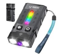 BORUIT EV20 Mini Torch with 365nm UV Light, 1100 Lumen Rechargeable EDC Pocket Flashlight, Flowing Side Lamp with Clip, IP66 Waterproof, Magnetic Base, for Camping, Repairing, Outdoor, Emergency