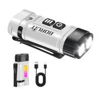 BORUIT U10 Small Torch, 880 Lumen 16 Modes Rechargeable AA Battery EDC Torches, Pocket Flashlight with IPX4 Waterproof, Rotatable Clip, Magnetic Tail, for Camping Emergency Working Outdoor