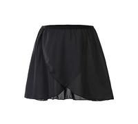 boruizhen Ballet Skirt Pull On Ballet Wrap Skirt Chiffon Dance Skirts with Elastic Waistband for Girls Women Black M