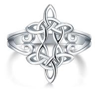 BORUO 925 Sterling Silver Ring Celtic Knot Heart Cross High Polish Tarnish Resistant Eternity Wedding Band Stackable Ring, Sterling Silver