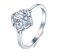 BORUO 925 Sterling Silver Ring, Cubic Zirconia CZ Eternity Engagement Wedding Band Ring Size 4 to 12, Sterling Silver, Cubic Zirconia