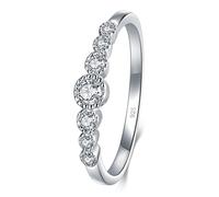 BORUO 925 Sterling Silver Ring, Cubic Zirconia CZ Eternity Engagement Wedding Band Ring, Sterling Silver, Cubic Zirconia