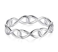 BORUO 925 Sterling Silver Ring High Polish Infinity Symbol Tarnish Resistant Comfort Fit Wedding Band Ring Size 4-12, Sterling Silver