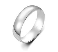 Boruo High Polished 925 Sterling Silver Smooth Dome Ring Wear Resistant Comfort Fit 4mm, Sterling Silver, Cubic Zirconia