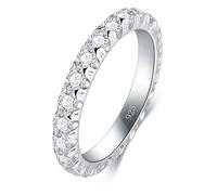 BORUO Sterling Silver Ring - Wedding Bands for Women, Eternity Band, Cubic Zirconia Simulated Diamond Stackable Band for Oura Ring Gen3/4-1.5mm 3mm Band Size 4-12, Sterling Silver, Cubic Zirconia