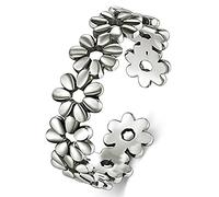BORUO Sterling Silver Toe Rings, Hawaiian Leaf Design, 5mm Width, Adjustable, Silver