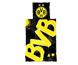 Borussia Dortmund, Bed linen GLOW IN THE DARK, black-yellow, 135x200