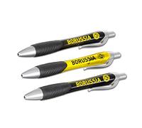 Borussia Dortmund Set of 3 Ballpoint Pens - Black and Yellow, Official Merchandise