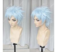 BORUTO NEXT GENERATIONS Uzumaki Boruto Mitsuki Cosplay Wig Short Fluffy Layered Blue Silver Mixed Synthetic Hair + Wig Cap
