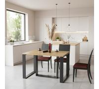 Borys Modern Extendable Dining Table 130 And 210X80 Cm Artisan Oak Finish With Sturdy Black Legs