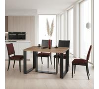 Borys Modern Extendable Dining Table 130 And 210X80 Cm Craft Oak Finish With Sturdy Black Legs