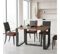 Borys Modern Extendable Dining Table 130 And 210X80 Cm Stirling Oak Finish With Sturdy Black Legs
