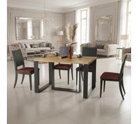 Borys Modern Extendable Dining Table 130 And 210X80 Cm Wotan Oak Finish With Sturdy Black Legs