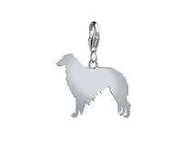 Borzoi Silhouette Silver Charm
