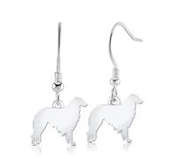 Borzoi Silhouette Silver Earrings