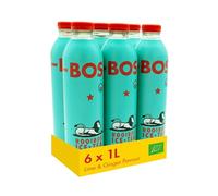 BOS Organic Lime & Ginger Flavoured Caffeine Free Rooibos Ice Tea, Bold & Invigorating Tea Drink, 1L (Pack of 6)