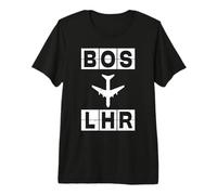 BOS to LHR Airplane Route Boston London Premium T-Shirt