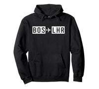 BOS to LHR Airplane Route Boston London Pullover Hoodie