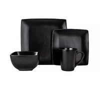 Bosa Square Stoneware Dinner Set, 16 Piece, Black