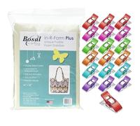 Bosal in-R-Form Plus Double-Sided Fusible Foam Stabilizer 36" x 58" with 20 Fabric Clips - Soft, Formable, Easy-to-Stitch Foam for Bags, Quilting, Crafts, and Sewing