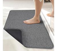 Bosap Bath Mat, Ultra Thin Bath Rugs, Rubber Mats for Quick Dry, Washable, Fit Under Door, Super Absorbent for Bathroom Floor, Shower, Sink (Dark Grey, 17''x35'')