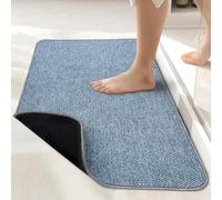 Bath Mat,Ultra Thin Bath Rugs,Rubber Bath Mats for Bathroom,Quick Dry,Non-Slip,Machine Washable,Fit Under Door,Super Absorbent Bathroom Rugs for Bathroom Floor,Shower,Sink.(Blue,17''x27'')