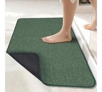 Bosap Bath Mat, Ultra Thin, Super Absorbent, Quick Dry, Washable, Fit Under Door, Non-Slip, Green, 17x27 Inch
