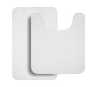 Bosap Bathroom Rugs Set 2 Pieces,Thin Bathroom Mats,Toilet Rugs,Quick Dry,Non-Slip,Machine Washable,Low Pile,Absorbent Bath Mats,Shower,Sink,Home Decor Accessories.White,1'5"x2'3"+1'8"x2" U Shape