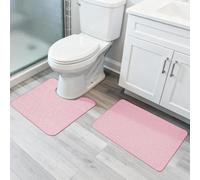 Bosap Bathroom Rugs Set 2 Pieces,Thin Bathroom Mats,Toilet Rugs,Quick Dry,Non-Slip,Machine Washable,Low Pile,Absorbent Bath Mats,Shower,Sink,Home Decor Accessories.Pink,1'5"x2'3"+1'8"x2" U Shape