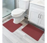 Bosap Bathroom Rugs Set 2 Pieces,Thin Bathroom Mats,Toilet Rugs,Quick Dry,Non-Slip,Machine Washable,Low Pile,Absorbent Bath Mats,Shower,Sink,Home Decor Accessories.Red,1'5"x2'3"+1'8"x2" U Shape