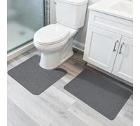 Bosap Bathroom Rugs Set 2 Pieces,Thin Bathroom Mats,Toilet Rugs,Quick Dry,Non-Slip,Machine Washable,Low Pile,Absorbent Bath Mats,Shower,Sink,Home Decor Accessories.Dark Grey,1'5"x2'3"+1'8"x2" U Shape