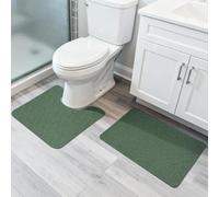 Bosap Bathroom Rugs Set 2 Pieces,Thin Bathroom Mats,Toilet Rugs,Quick Dry,Non-Slip,Machine Washable,Low Pile,Absorbent Bath Mats,Shower,Sink,Home Decor Accessories.Green,1'5"x2'3"+1'8"x2" U Shape