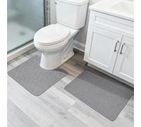 Bosap Bathroom Rugs Set 2 Pieces,Thin Bathroom Mats,Toilet Rugs,Quick Dry,Non-Slip,Machine Washable,Low Pile,Absorbent Bath Mats,Shower,Sink,Home Decor Accessories.Grey,1'5"x2'3"+1'8"x2" U Shape