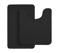 Bosap Bathroom Rugs Set 2 Pieces,Thin Bathroom Mats,Toilet Rugs,Quick Dry,Non-Slip,Machine Washable,Low Pile,Absorbent Bath Mats,Shower,Sink,Home Decor Accessories.Black,1'5"x2'3"+1'8"x2" U Shape