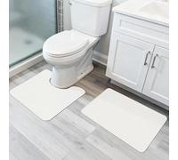 Bosap Bathroom Rugs Set 2 Pieces,Thin Bathroom Mats,Toilet Rugs,Quick Dry,Non-Slip,Machine Washable,Low Pile,Absorbent Bath Mats,Shower,Sink,Home Decor Accessories.White,1'5"x2'3"+1'8"x2" U Shape