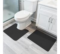 Bosap Bathroom Rugs Set 2 Pieces,Thin Bathroom Mats,Toilet Rugs,Quick Dry,Non-Slip,Machine Washable,Low Pile,Absorbent Bath Mats,Shower,Sink,Home Decor Accessories.Black,1'5"x2'3"+1'8"x2" U Shape