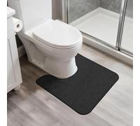 Bosap Toilet Rugs U Shaped Bathroom Rug,Machine Washable Non Slip Quick Dry Super Absorbent Ultra Thin Toilet Mats for Bathroom Toilet.Black,1'8"x2'(20x24inch)