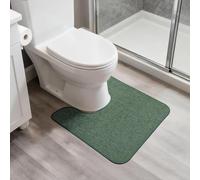 Bosap Toilet Rugs U Shaped Bathroom Rug,Machine Washable Non Slip Quick Dry Super Absorbent Ultra Thin Toilet Mats for Bathroom Toilet.Green,1'8"x2'(20x24inch)
