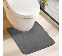 Bosap U Shaped Bathroom Rug, Machine Washable Non Slip Quick Dry Super Absorbent Ultra Thin Toilet Mat for Bathroom (Dark Grey, 20''x24'', U Shaped)
