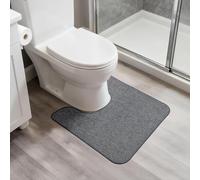 Bosap U Shaped Bathroom Rug, Machine Washable Non Slip Quick Dry Super Absorbent Ultra Thin Toilet Mat for Bathroom (Dark Grey, 20''x24'', U Shaped)