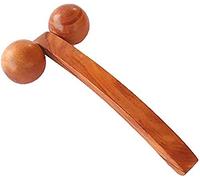 Boscaiola24 Kingsman Store Wooden Handmade Body Massager, Foot & Back Acupressure Roller Pain Relief Massager With Long Handle, Wooden 2 Ball Roller Massager - Brown, 25 Cm, Set of 3